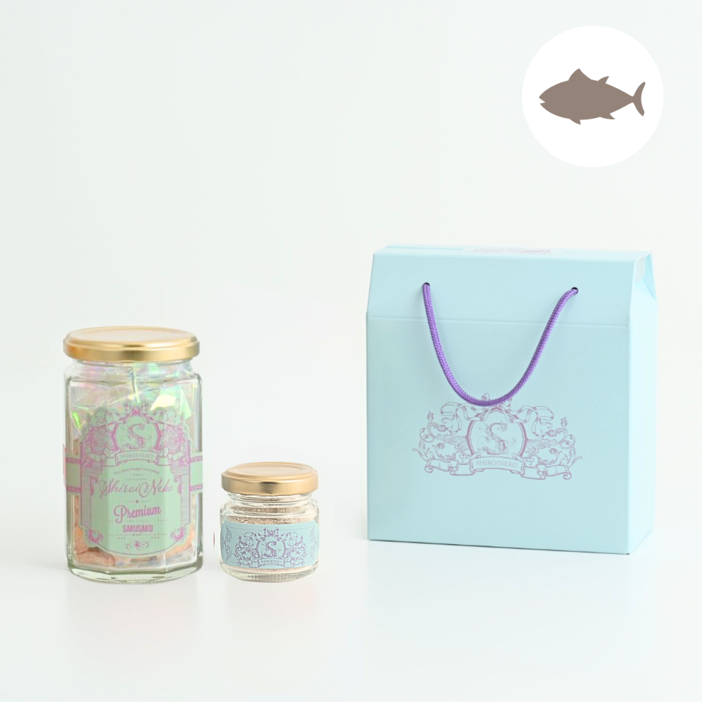 【新春福袋】愛猫を彩るウェアとご褒美おやつの特別セット(フローラルブルー)