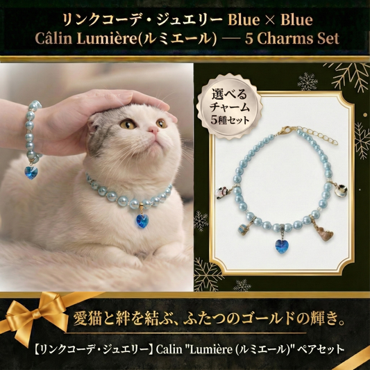 【リンクコーデアクセサリー Blue☓Blue 5種チャーム】Lumière (ルミエール) — 毛並みに映える、愛らしい輝き