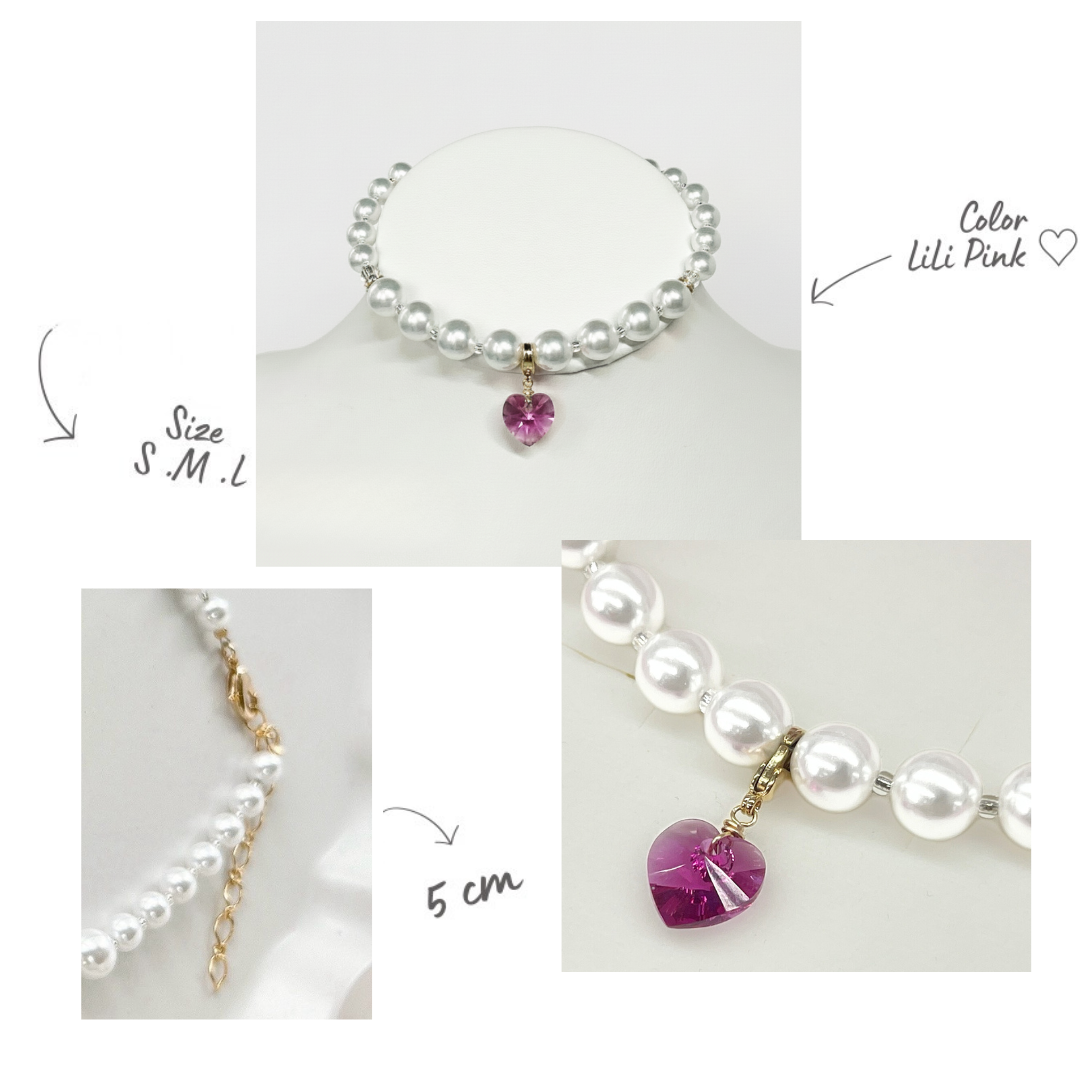 【ネックレス Lily Pink 3種】Lumière (ルミエール) — 毛並みに映える、愛らしい輝き