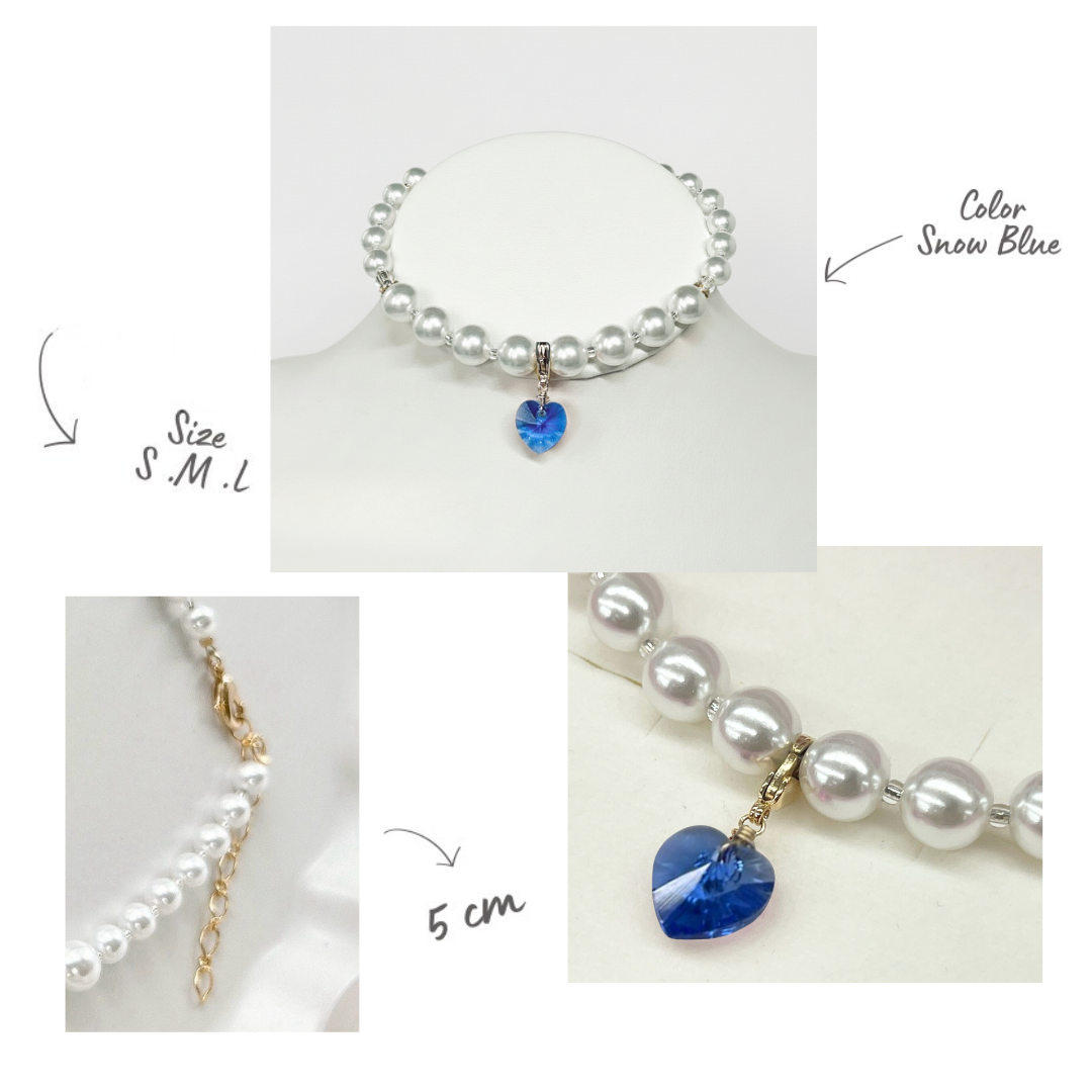 【ネックレス Snowy Blue 5種】Lumière (ルミエール) — 毛並みに映える、愛らしい輝き