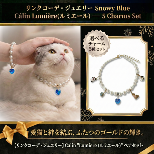 【リンクコーデアクセサリー Snowy Blue 5種チャーム】Lumière (ルミエール) — 毛並みに映える、愛らしい輝き
